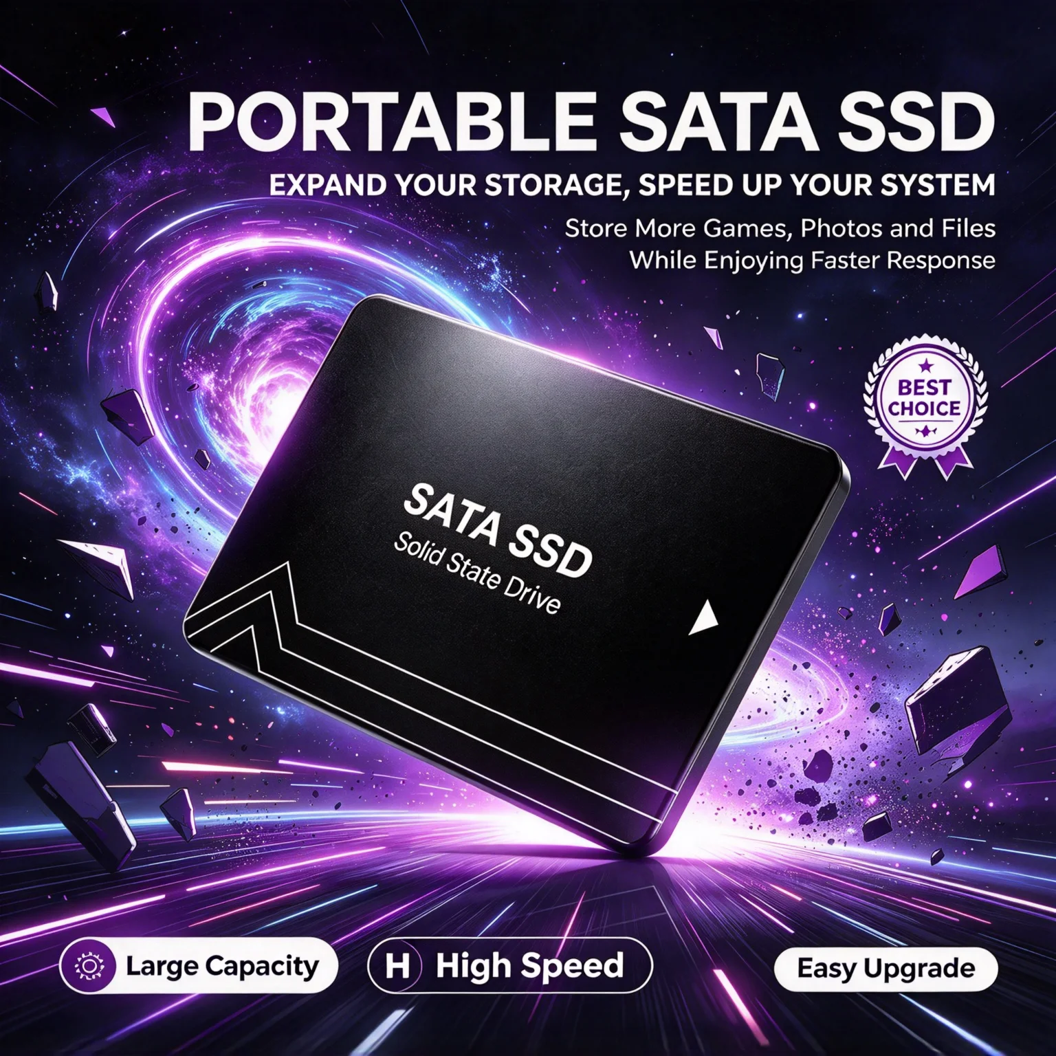 2.5" SATA III SSD, Built-in Solid State Disk, 4TB/2TB/500GB/1TB, Hard Drive, Notebook, Laptop, PC. Titan Core.
