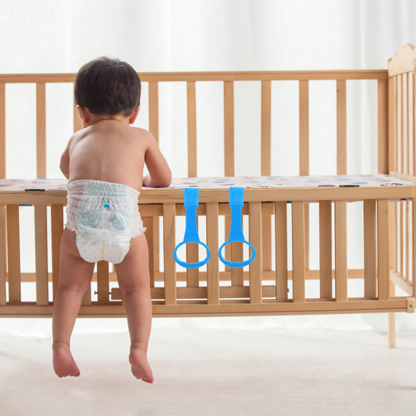 Anillos de tracción para cuna de bebé, anillos de pie para cama infantil para niños pequeños, ejercicio para caminar, accesorios ligeros y duraderos para parque infantil seguros