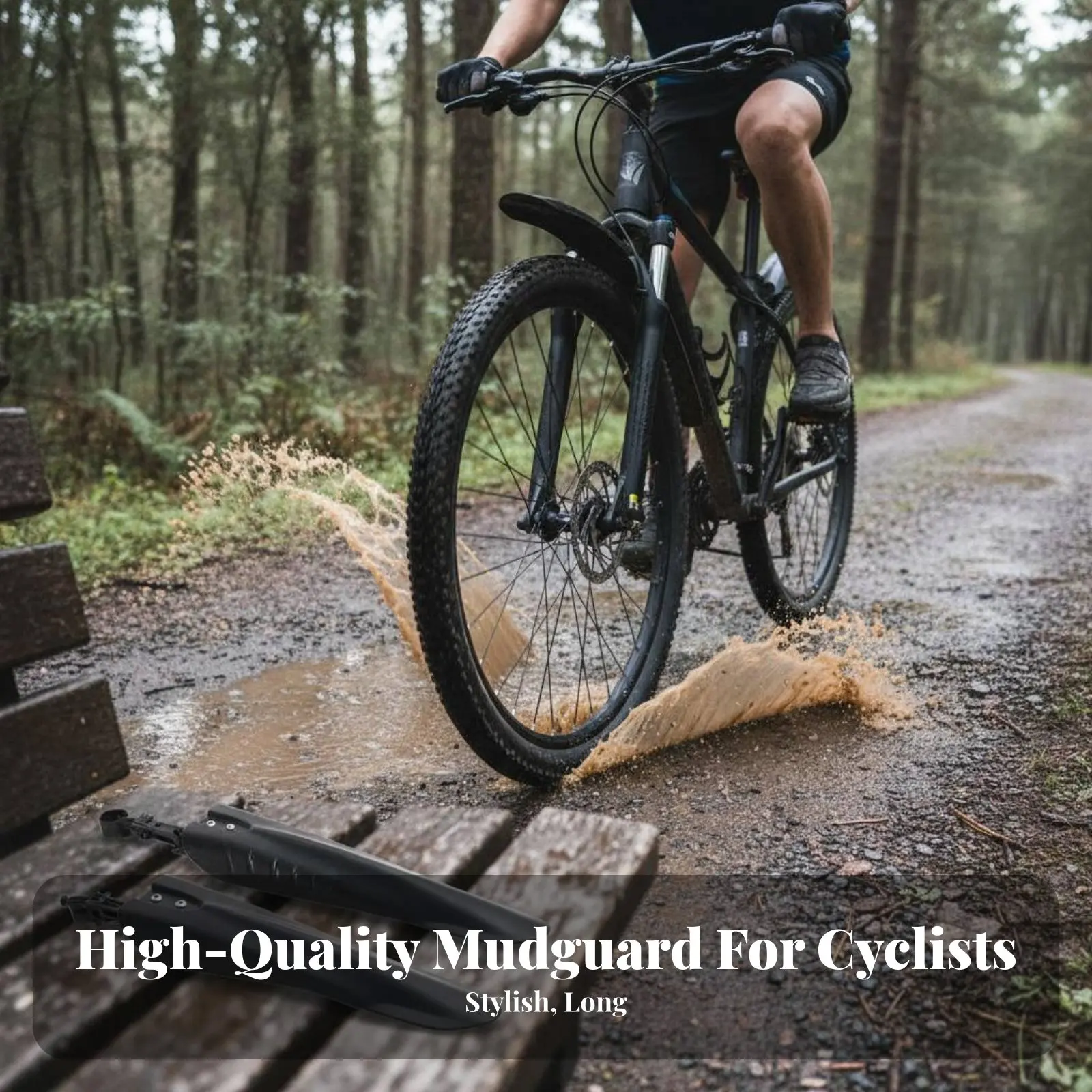 

2 Pieces Mountain Bike Fenders Widen Design Mountain Bike Mud Flaps Front and Rear Spray Guards Lightweight for Trail Riding