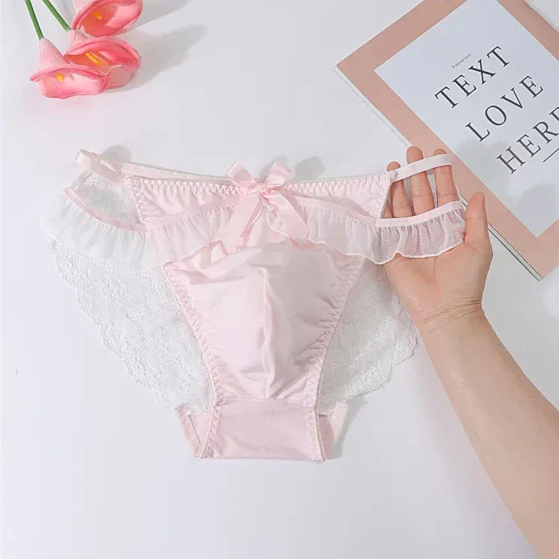 Gay Men's Sexy Pouch Underwear Sweet Breathable Sissy Briefs Erotic Male Lingerie Tanga Panties