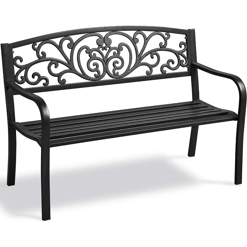 

Garden Bench Outdoor Bench Patio Bench for Outdoor, Park, Yard, Entryway, Iron Metal Frame Furniture, Patio Porch Clearance