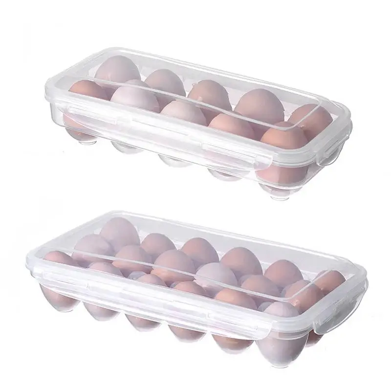 Grids Egg Holder Tray Storage Plastic Refrigerator Egg Box Container Anticollision Transparent Egg Boxes Kitchen Tools