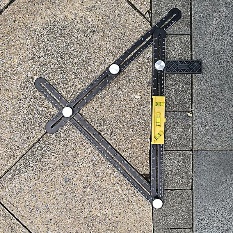 6 Fold Set Construction Angle Measuring Ruler Aluminum Alloy Perforated Mold Template Tool Locator Drill Guide Tile Hole