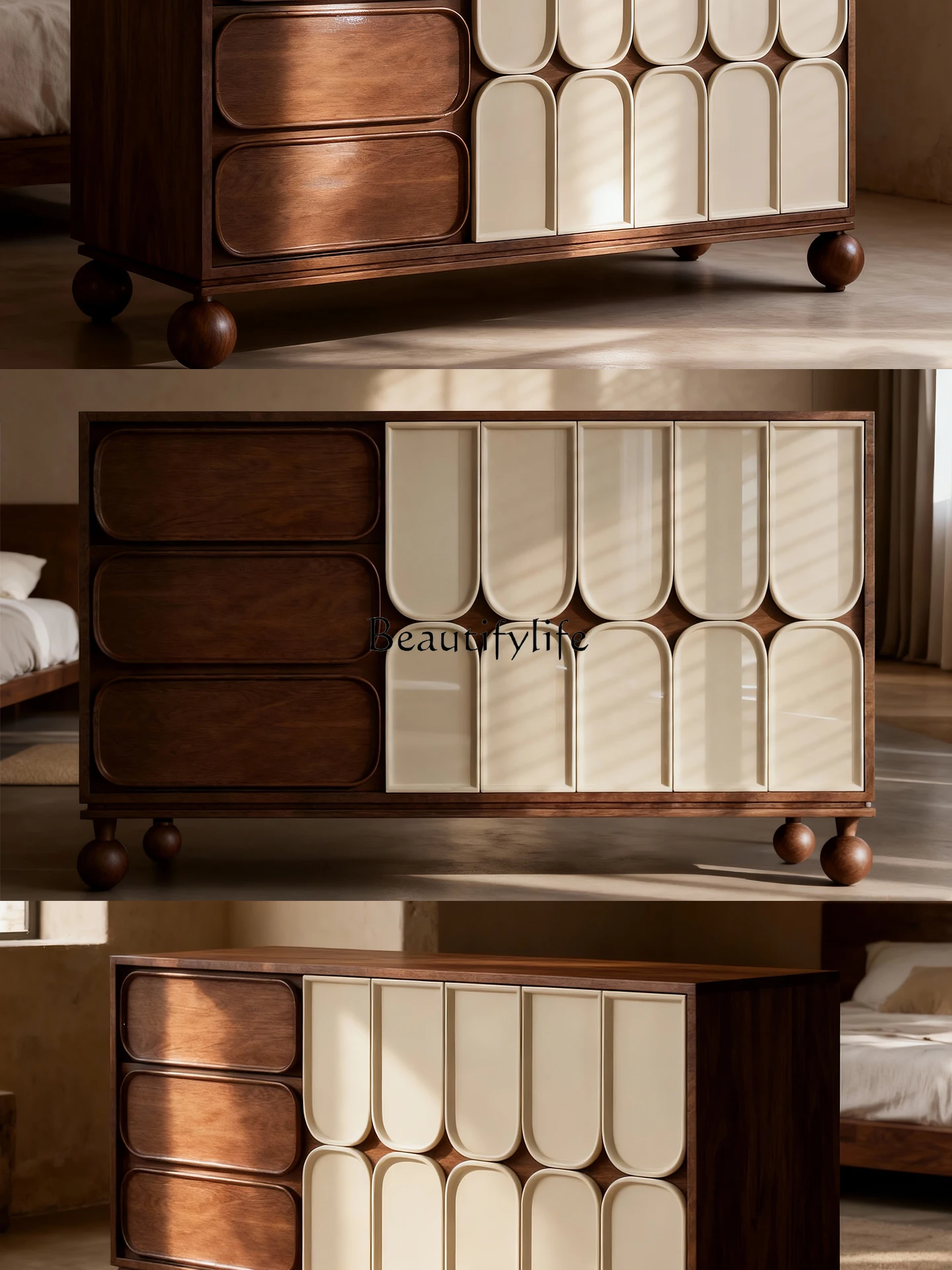 D24- Advanced sense door storage cinet integrated with wall storage two-in-one side cinet