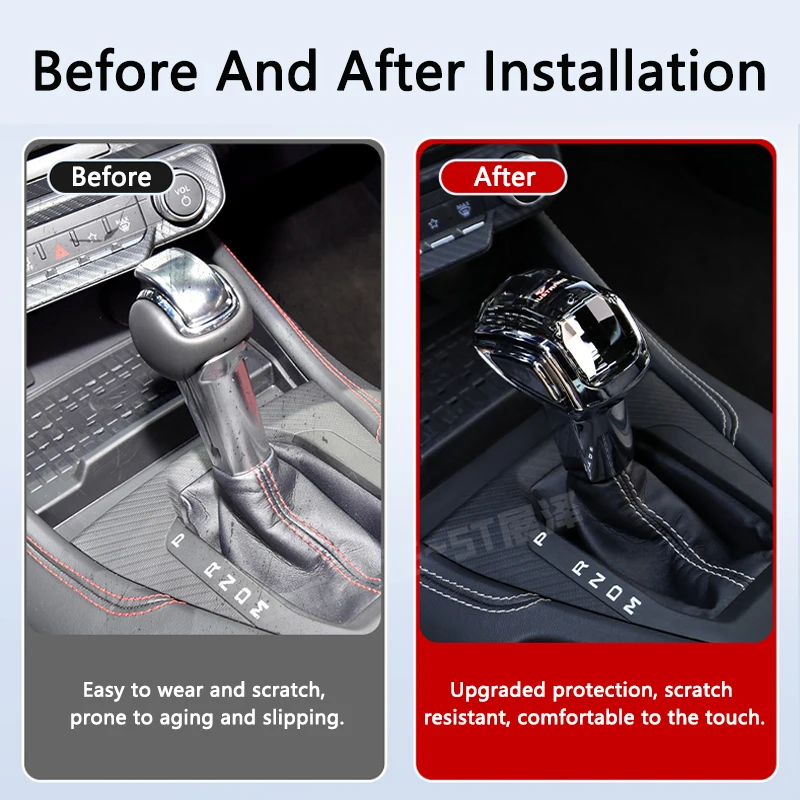 QHCP Crystal Handles Gear Shift Knob Lever With Light Head Gear Cover Modification For Ford Mustang 2024 Interior Accessories