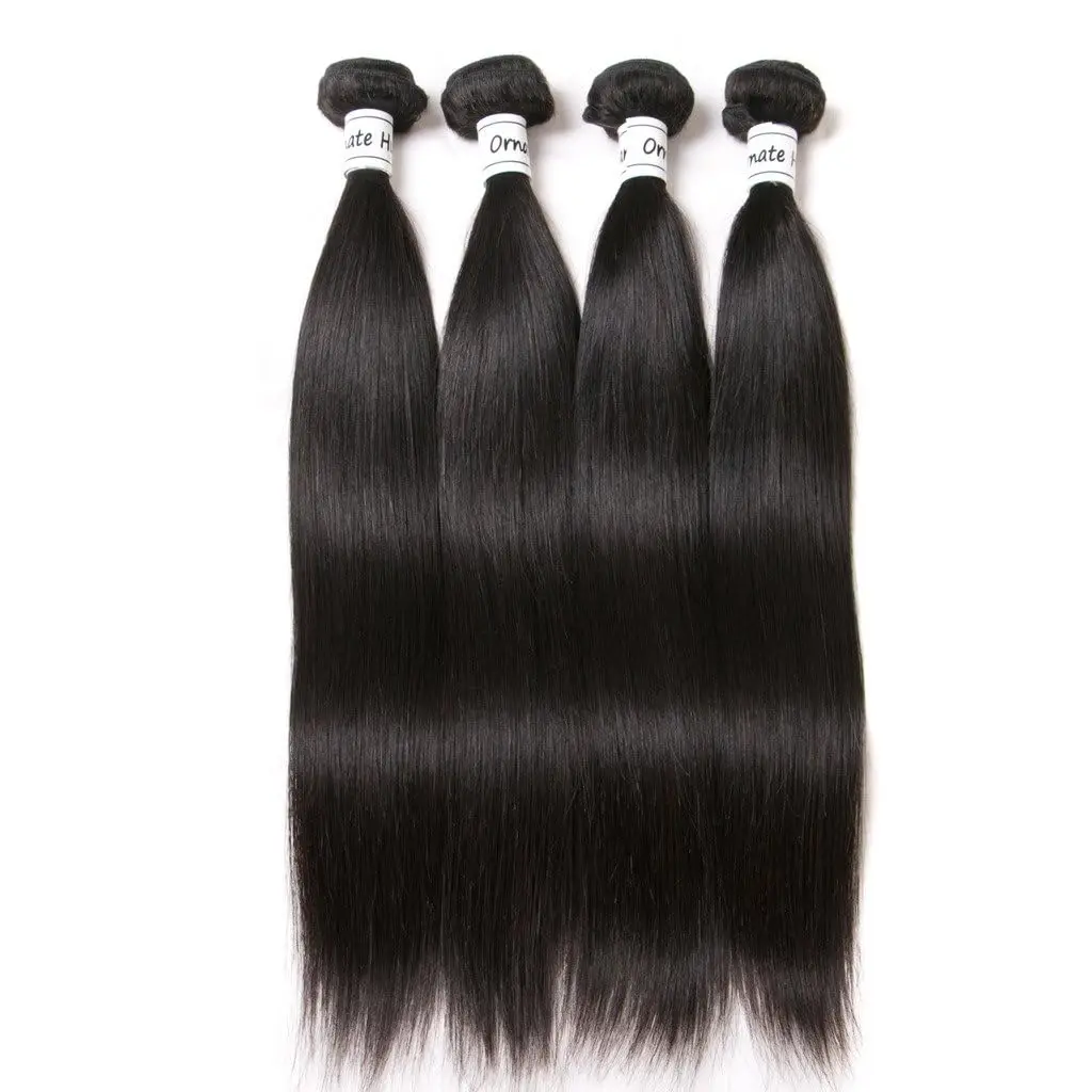 STRAIGHT Human Hair Bundles บราซิล Virgin Human Hair STRAIGHT 20 20 20 นิ้วผม Remy ผมสานคู่เรา