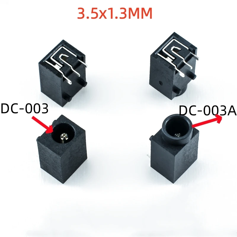 10PCS DC-003/DC-003A power socket female seat 3.5x1.3mm flat mouth round head charging seat three feet DC charging