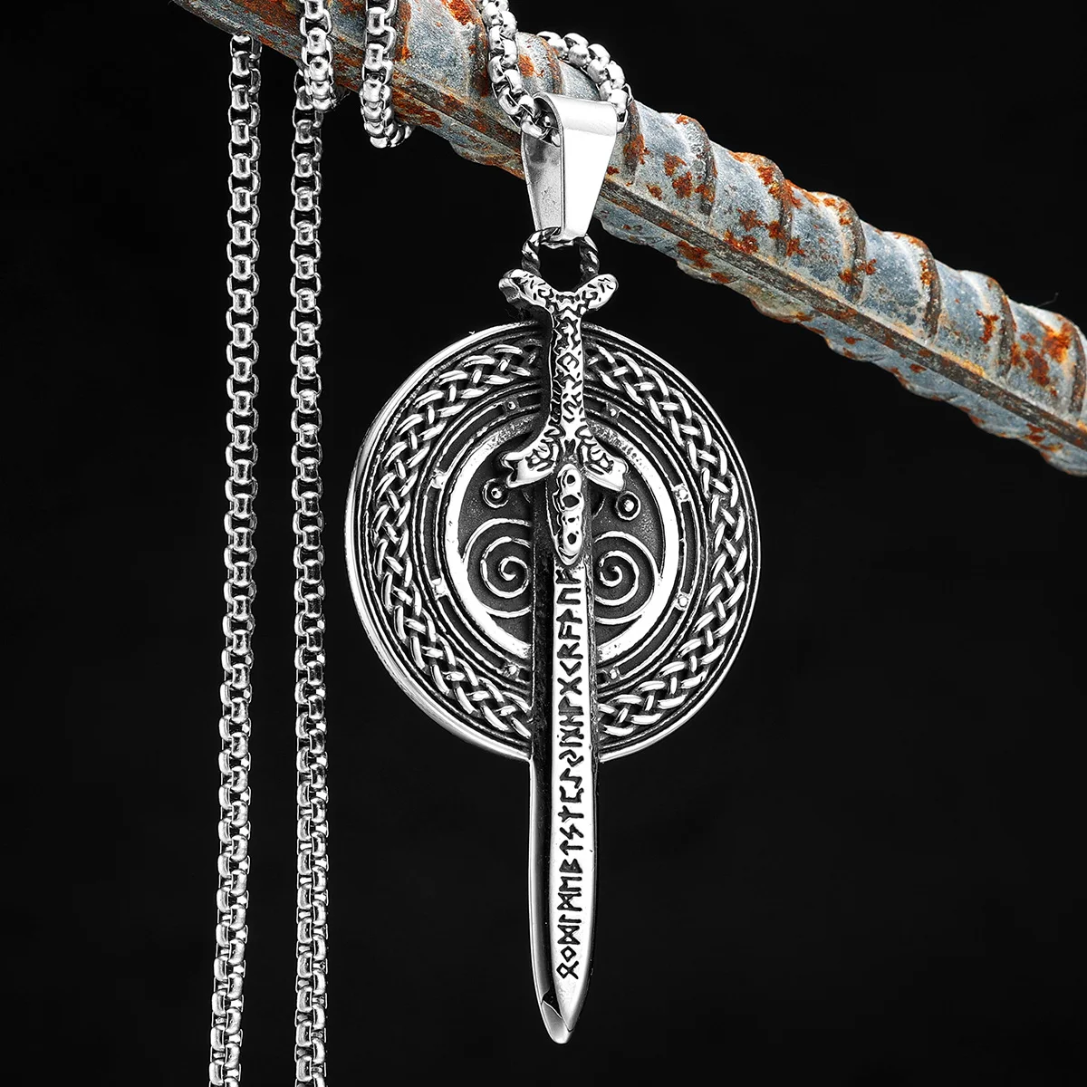 Ancient Greek Swords Men Necklaces With Pendant Stainless Steel Jewelry Viking For Women Punk HipHop Accessories Gifts Wholesale