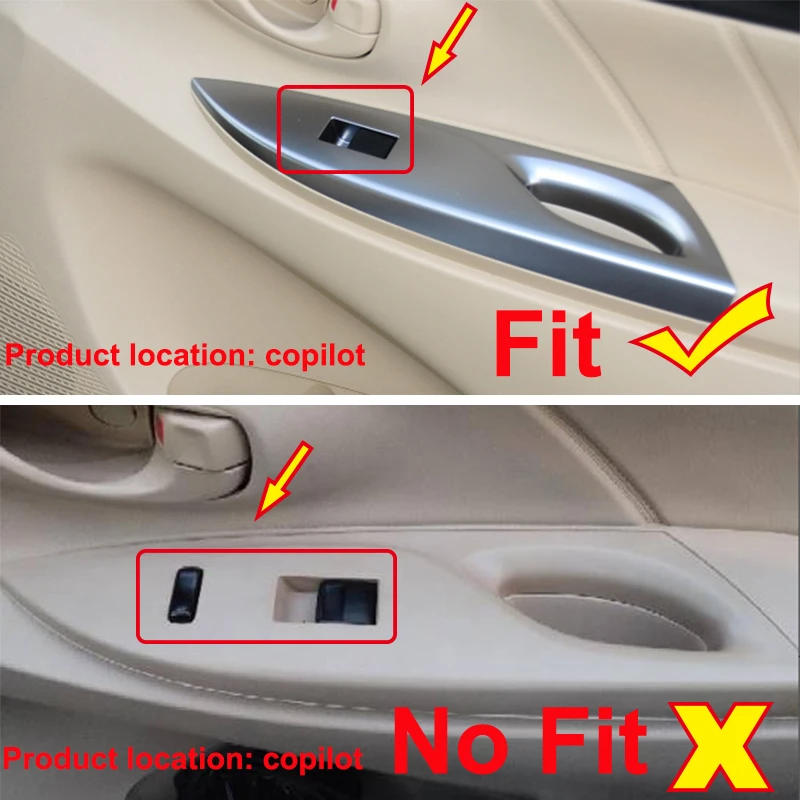 For Toyota Vios Yaris VITE 2014 - 19 Car Styling Accessories ABS Chrome Door Window Glass Lift Control Switch Panel Cover Trim