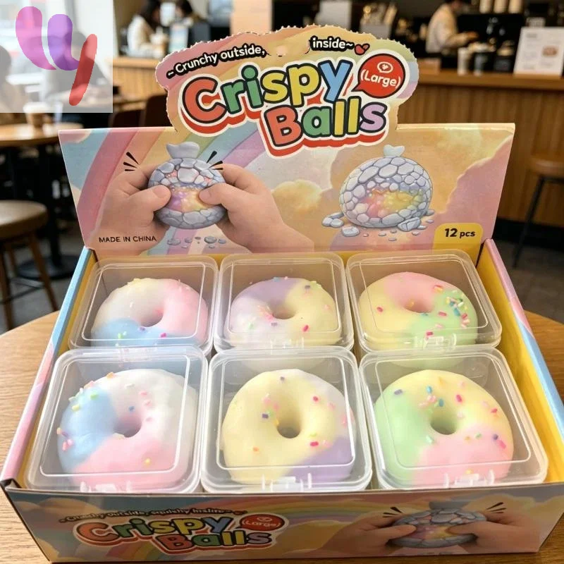 1Pcs Colorful Crispy Stress Balls Pinch Toy Stress Relief Squeeze Wax Coating Balls For Home Office Relax Squeeze Party Gifts