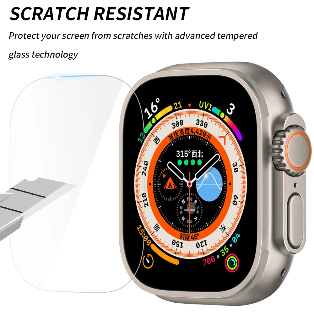 1-5PCS Screen Protector for Apple Watch Ultra 49mm Tempered Glass Clear HD Anti-Scratch Full Protective Film for iWatch Ultra 49