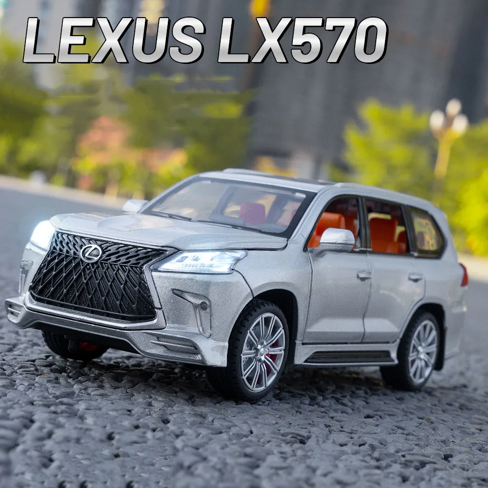 

Масштаб 1:32, модели автомобилей Lexus LX570, игрушечный внедорожник, литой под давлением миниатюрный автомобиль из сплава со звуком, светом и откатным механизмом для украшения детей, подарки