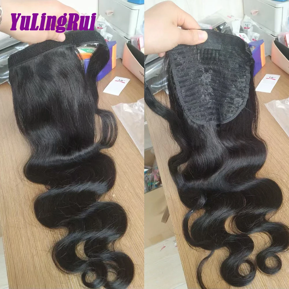 

Body Wave Wrap Around Ponytail Clip In 100% Brazilian Human Hair Remy Hair 100G 8"-20" For Women Human Hair Ponytail