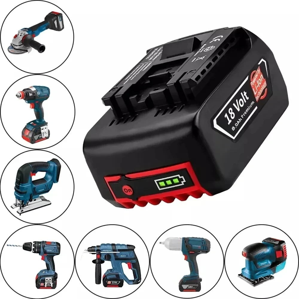 Imagem -03 - Bateria Recarregável Li-ion para Bosch 18v Power Tool Backup Substituição Portátil Luz Indicadora Bat609 10000mah Novo 10ah