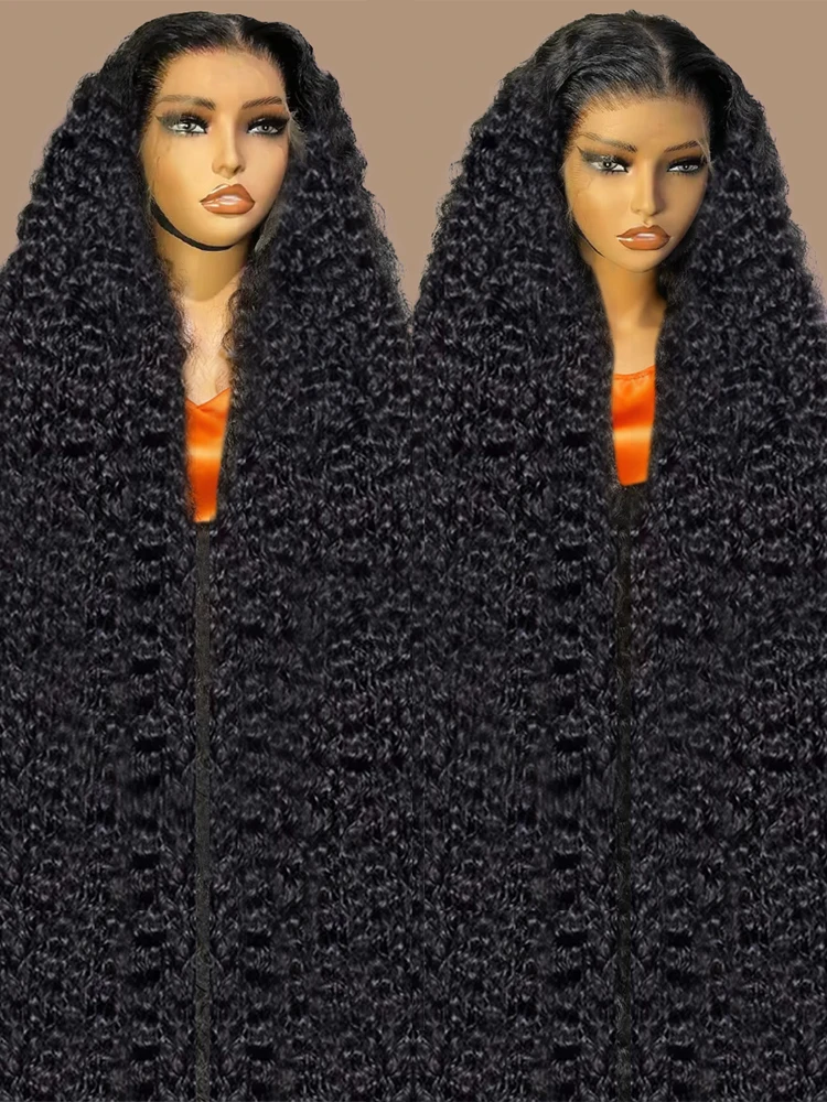 40 46 Inch Deep Curly 13x4 13x6 Hd Lace Frontal Wigs Brazilian 360 Water Wave Lace Front Human Hair Wigs For Women 300% Density