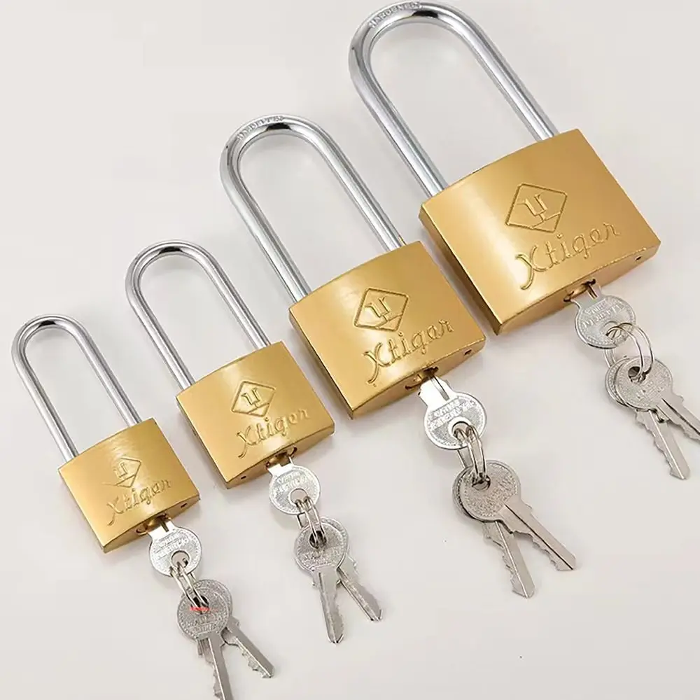 with 3 Keys Brass Padlock Iron Anti-theft Copper Lock Security Tool Home Improvement Student Household Lock for Home School