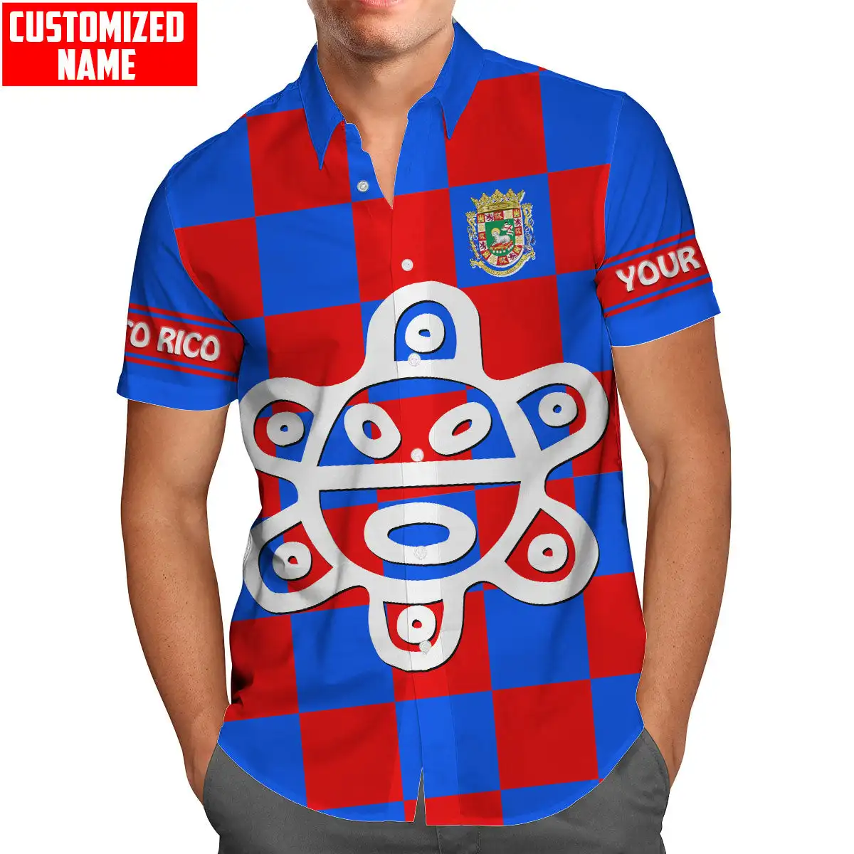 Personalized Puerto Rico Sun Taino Shirts 3D Beach Hawaiian Shirt Short Sleeve Shirt Men Shirt 2023 Oversized 5XL Chemise Homme