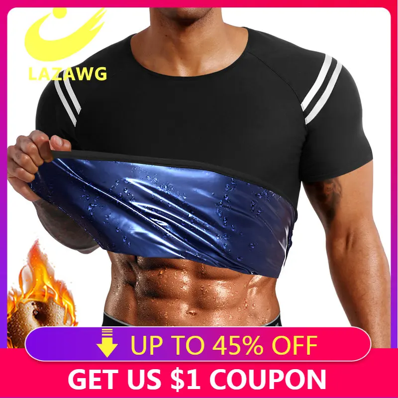 LAZAWG Men Hot Sweat Sauna Vest Waist Trainer Slimming Body Shapers Fajas Shapewear Corset Gym Underwear Fat Burn Slim Tank Top