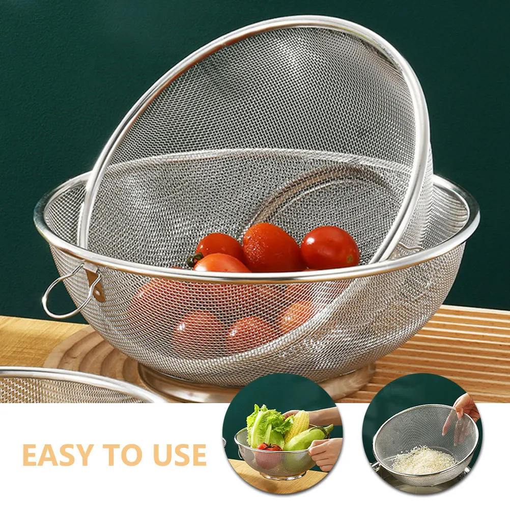 

Drain Basket Sink Kitchen Vegetable Fruit Washing Soaking Mesh for Draining Strainer Stainless Steel Drainage and