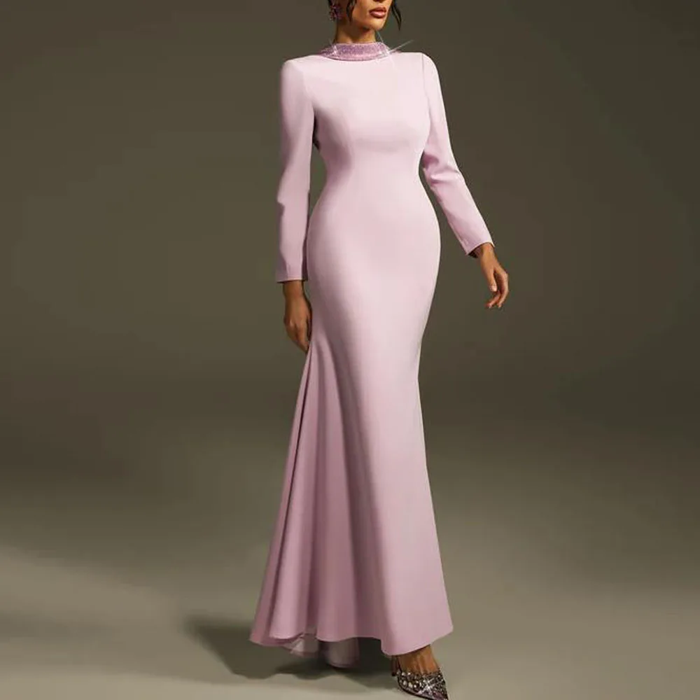 맞춤 제작된 등이 없는 라인스톤 꽃 장식 맥시 드레스, 스팽글 칼라 머메이드 이브닝 파티 가운, 새틴 트럼펫 프롬 드레스