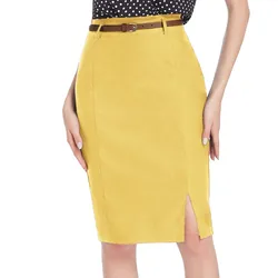KK-Falda de tubo ajustada con cinturón para mujer, pantalones cortos, ropa de calle de moda femenina, monocromática, decorada, envuelta en las caderas, informal