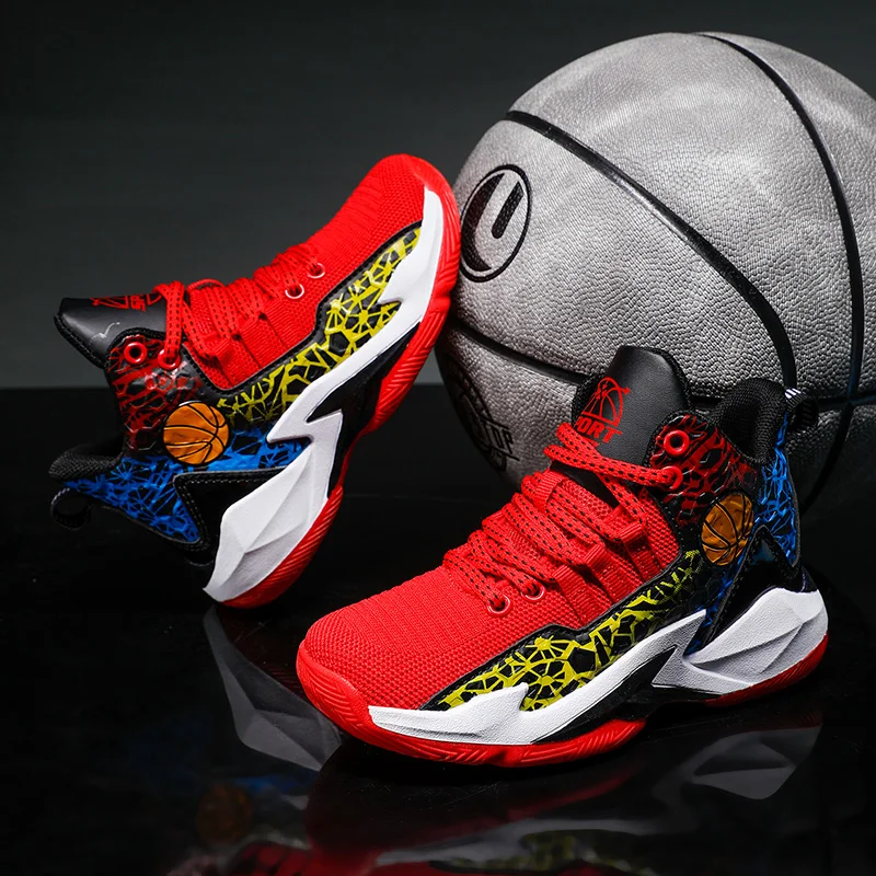 

Детские дышащие высокие противоскользящие амортизирующие кроссовки для тренировок и игр «Снова в школу» для детей, баскетбольная обувь