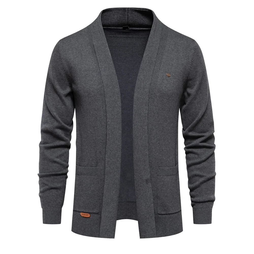 2023 New Winter Cotton Cardigan for Men Quality Mens Sweater Fashion Turn Down Collar Knitted Sweaters for Men