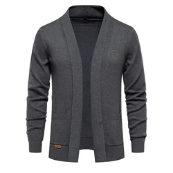 2023 New Winter Cotton Cardigan for Men Quality Mens Sweater Fashion Turn Down Collar Knitted Sweaters for Men