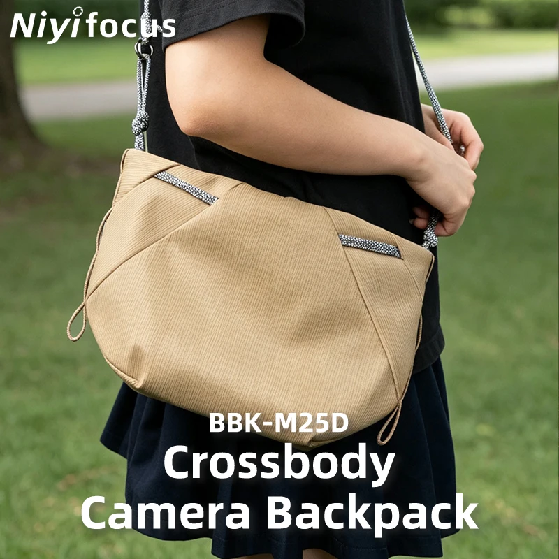 BBK-M25D Crossbody Camera Bag Lightweight Waterproof Sling Shoulder Bag for Mirrorless Camera Lens Portable Crossbody Backpack