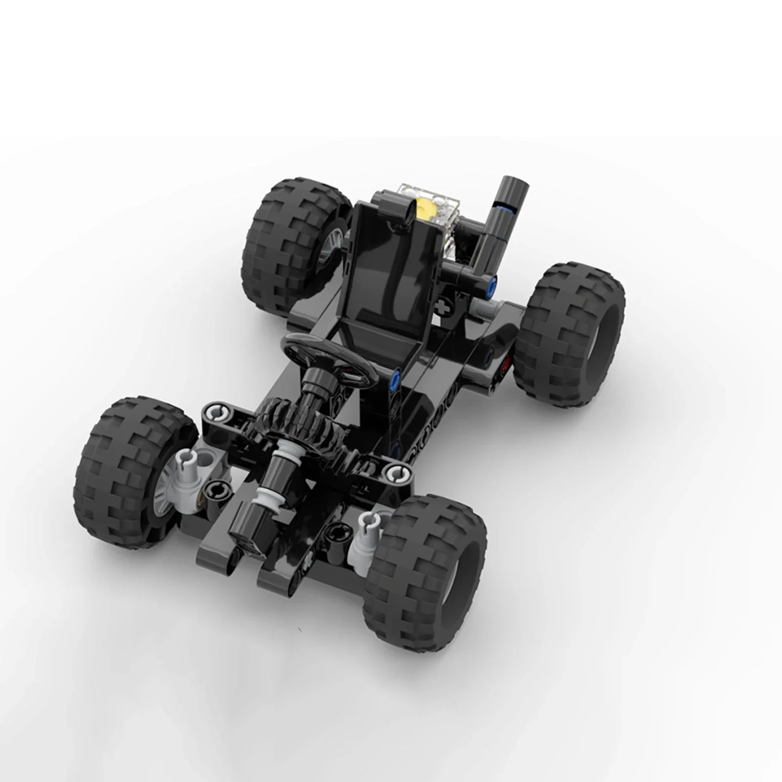 Moc modelo de blocos de construção de kart de direção horizontal com haste de ligação de pneu de motor brinquedo educacional presente criativo para meninos