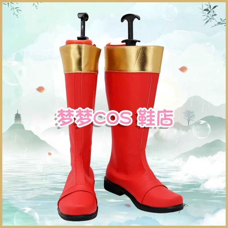 Super Sentai Bakuryuu Sentai Abaranger AbaRed, chaussures de Costume de Cosplay, bottes de fête de carnaval d'halloween, bottes en Faux cuir faites à la main