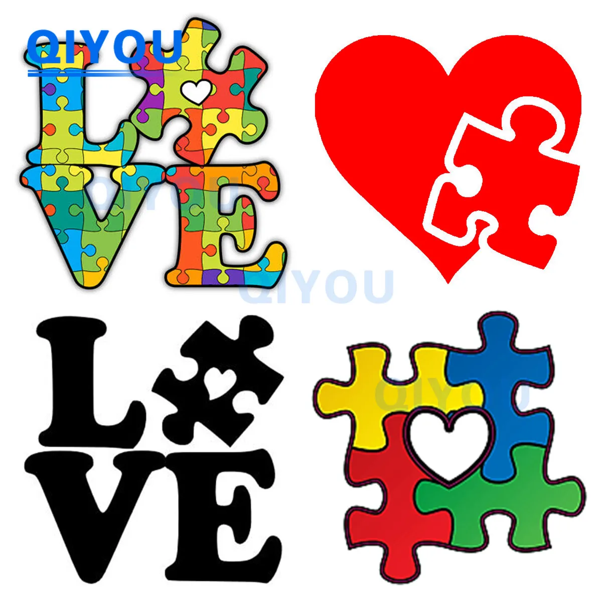 Love Puzzle Piece Sticker Autism Alert Responders and Autism Awareness Car Sticker for Helmets Laptops Motorcycles PVC Decal