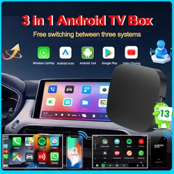 3 in 1 Android 13 AI Carplay Android Auto Wireless Adapter OEM Wired To Wireless CarPlay Box Fast Connect Netflix YouTube