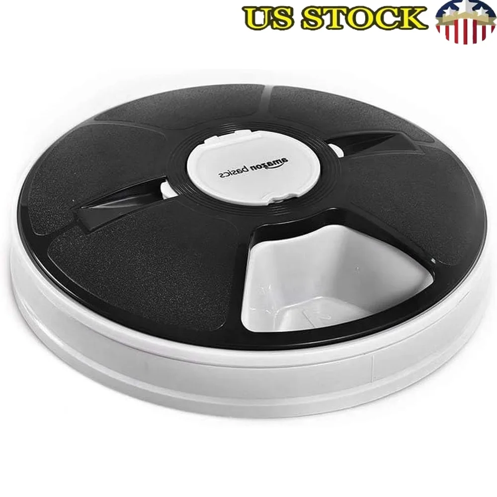 

Automatic Pet Feeder Electronic Timed Dog Cat Food Dispenser 6 Portions Customizable Timer Durable Battery Operated Plastic
