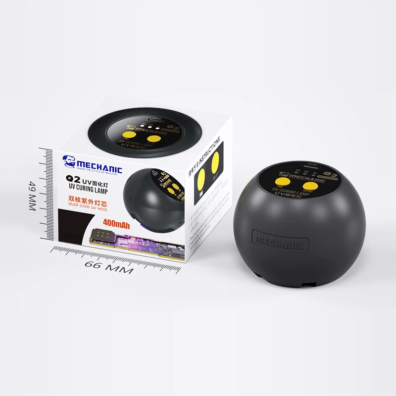 MECHANIC lampu Curing UV LED Binuclear Q1/Q2 baru lampu UV optikal perekat tanpa bayangan minyak hijau penggunaan nirkabel isi ulang sumbu UV