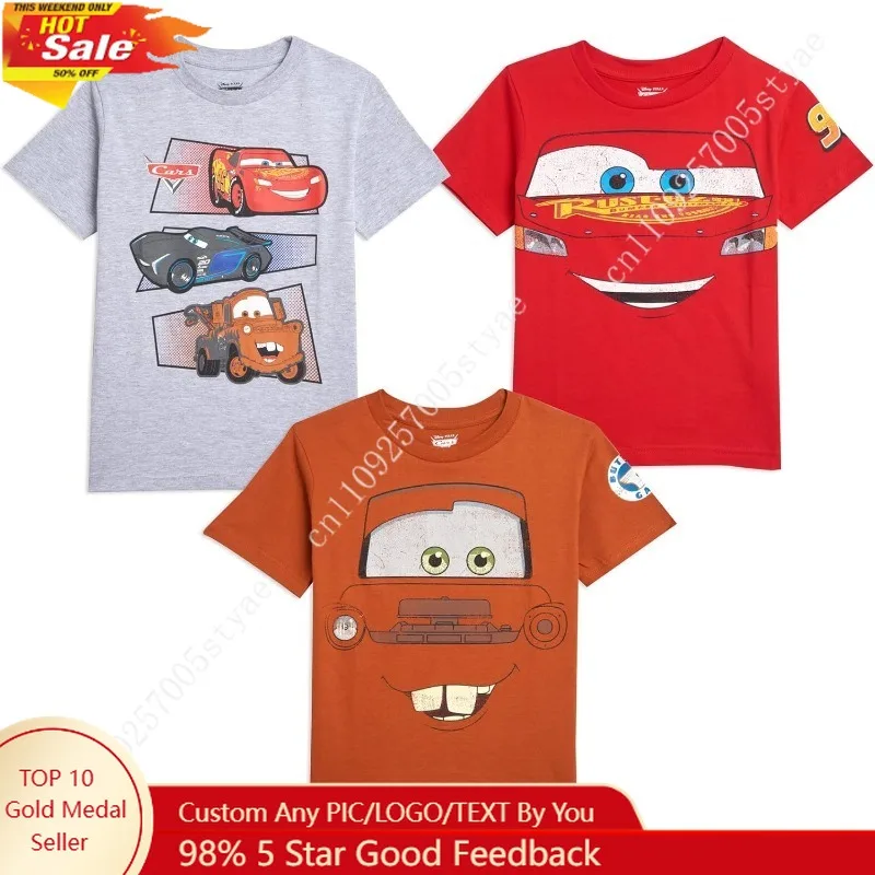 

Disney Pixar Cars Tow Mater Lightning McQueen 3 Pack T-Shirts Infant to Big Kid