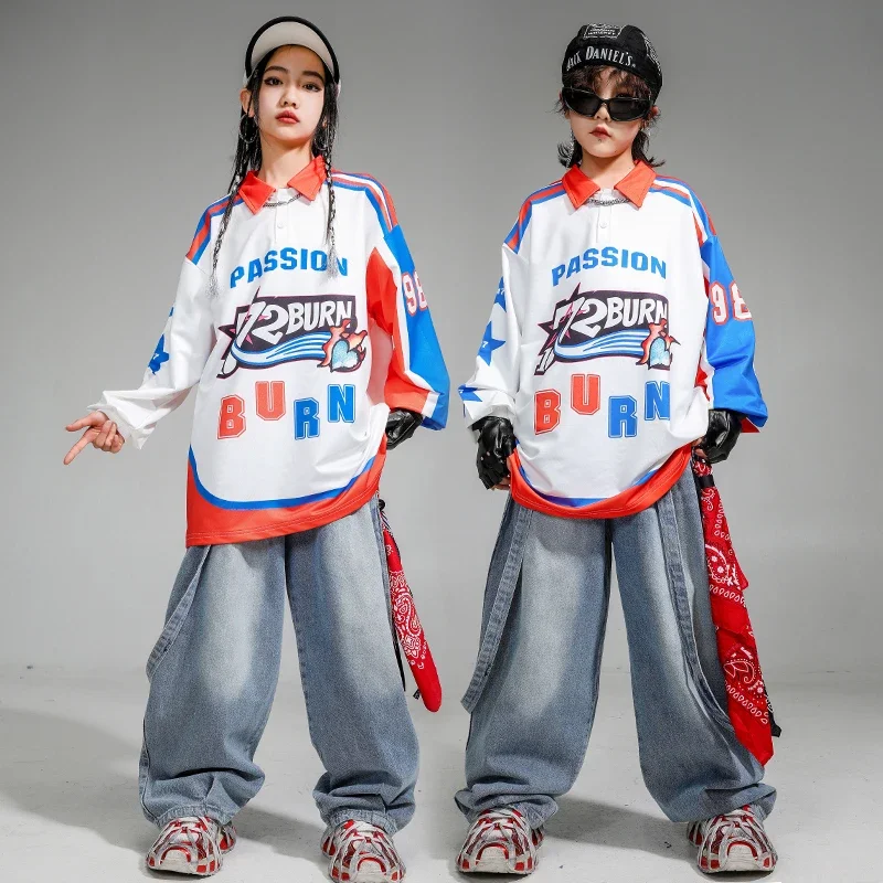 소년 힙합 패션 운동복 조깅 바지 소녀 느슨한 streetwear 아동 의류 세트 어린이 재즈 스트리트 댄스 k-pop 의상