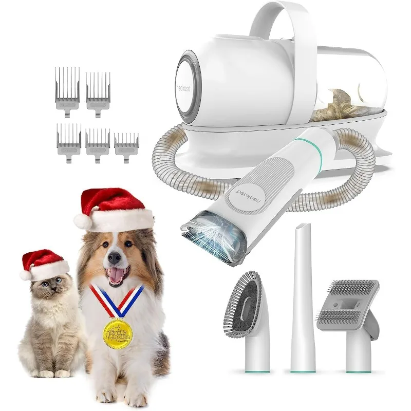 

Pet Grooming Vacuum Suction 99% Pet Hair, Dog Groomings Kit with 5 Professional Grooming Shedding Tools for Dogs Cats