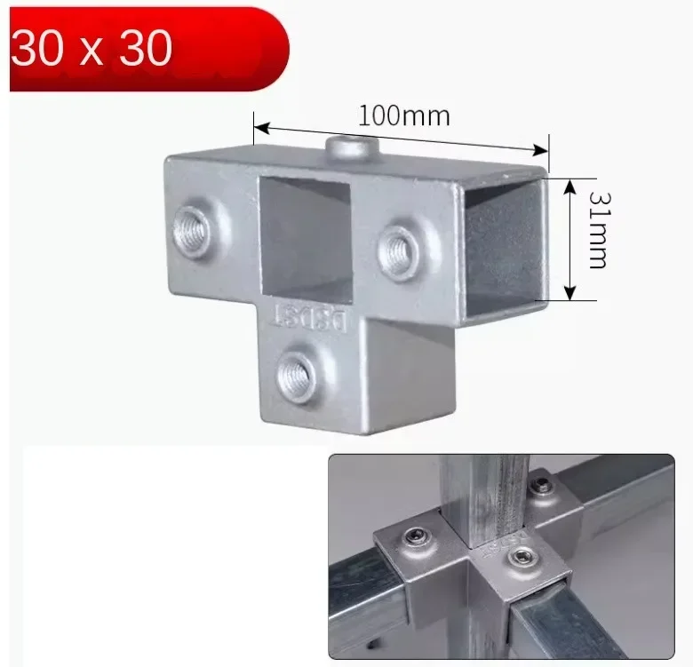 OD 30x30mm Vierkante Buis Verbindingsstuk Aluminium Elleboog Drieweg Vierkante Pijp Vaste Gezamenlijke Opbergrek Rack