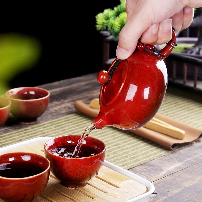 custom.Price Portable Travel Tea Set Compact Gongfu Tea Ware 1 Teapot 4 Cups Home Office Use Ceramic Tea