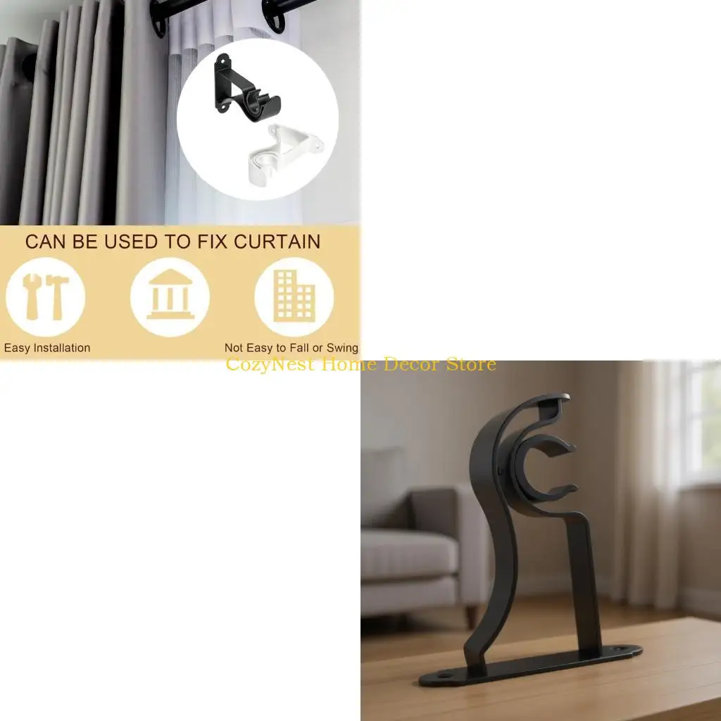 92MF 4Pcs Ceiling and Wall Mount Curtain Support Brackets for Various Space