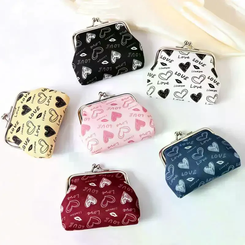 Coin Purses Lady Small Wallet For Women Heart Pattern Coin Purses Money Change Pouch Female Handbag