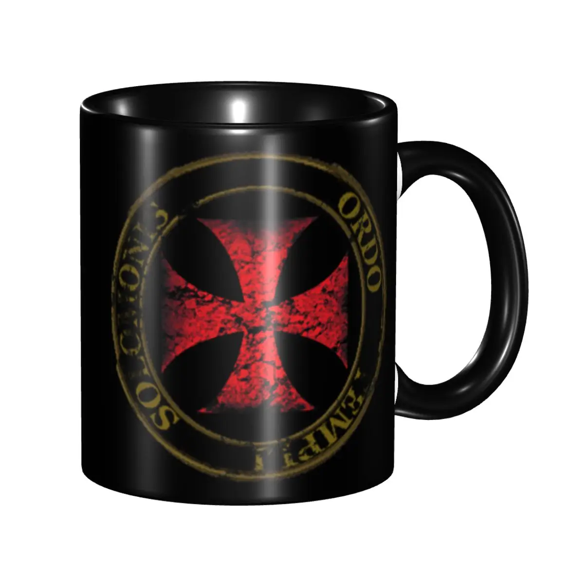 Templar Knight Seal Cross Didtressed Symbol Medieval Warrior Coffee Mugs DIY Personalized Ceramic Mug Cup Creative Gift