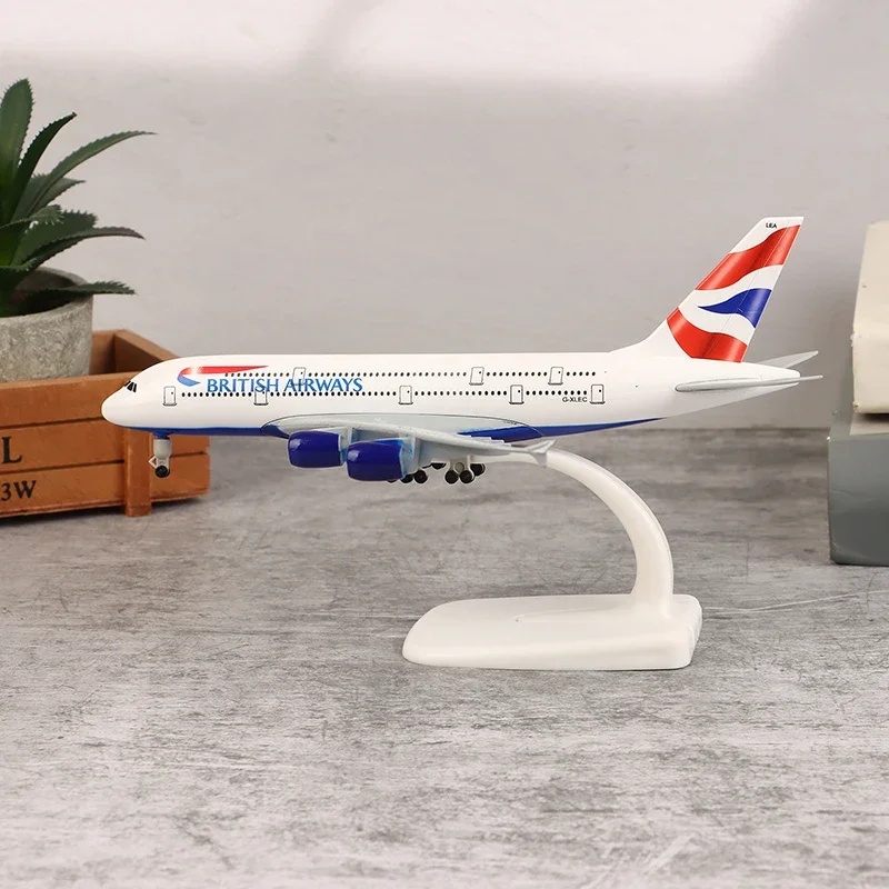 20cm liga de metal uk air britânica airways 380 a380 companhias aéreas avião com trens de pouso modelo diecast avião modelo