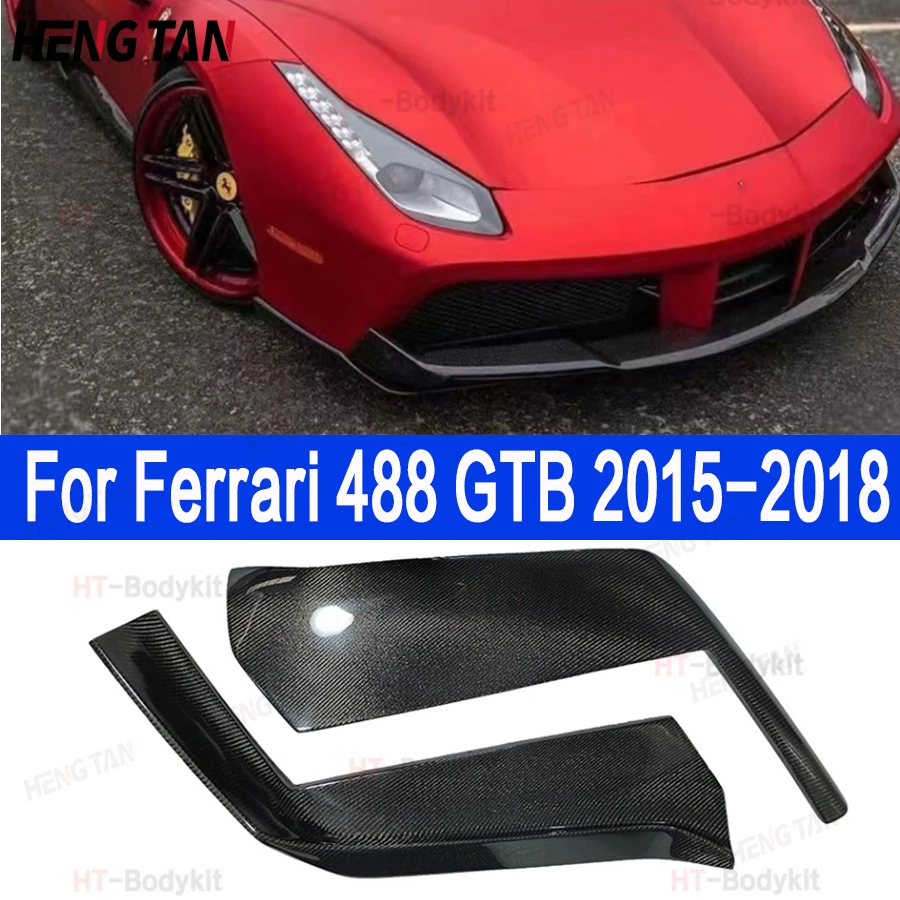 For Ferrari 488 GTB 2015-2018 Carbon Fiber wrap angle Car Front Bumper Splitter Corner Trim Cover Front Chin Body Kit