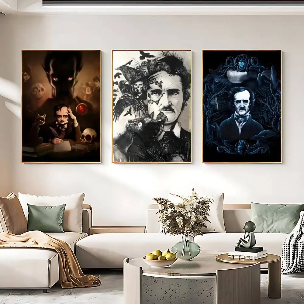 Edgar Allan Poe Poster Print Canvas Pictures Home For Living Room And Bedroom Wall Modern Decor Frameless Painting