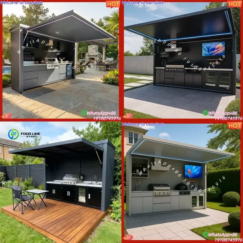 CE Certificate Outdoor Kitchen Pod Stainless Steel Outdoor Kitchen Doors Outdoor Kitchen Set with Bbq and Fridge