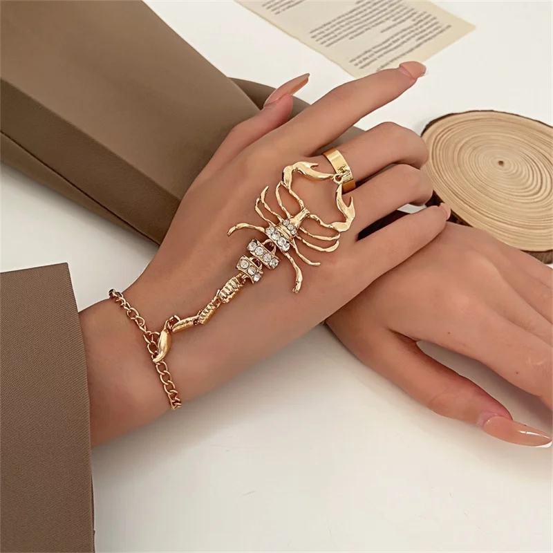 Scorpion Finger Bracelet Female Sweet Cool Hottie Micro Inlaid Zircon Gemstone Three-dimensional Scorpion Bracelet