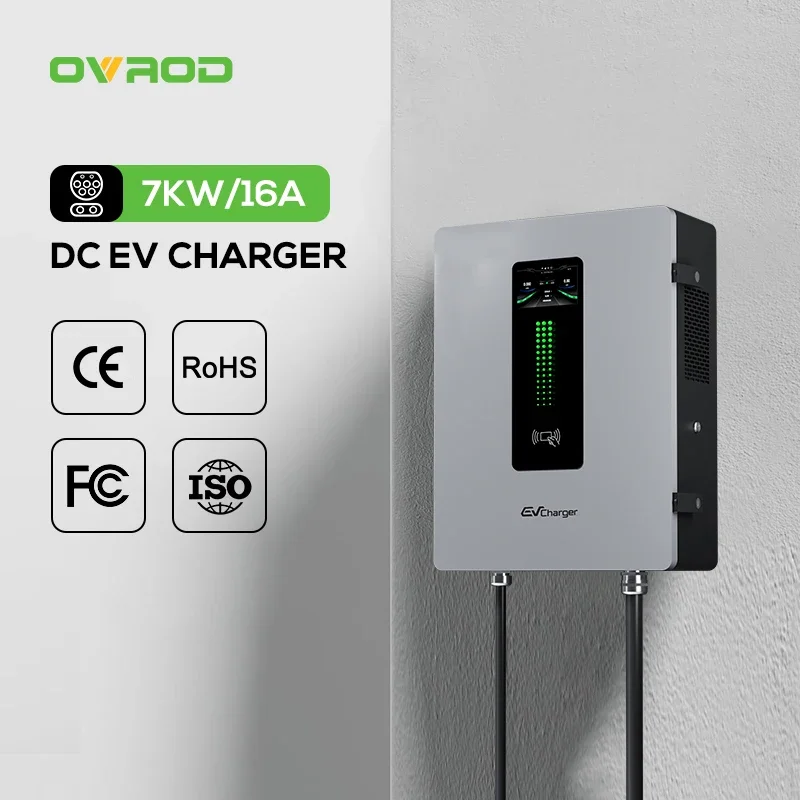 Ovrod Wallbox Charger 7kw Ccs2 Charging Station Wifi App Control With Holder Electric Vehicle Ac Dc Ev Charger