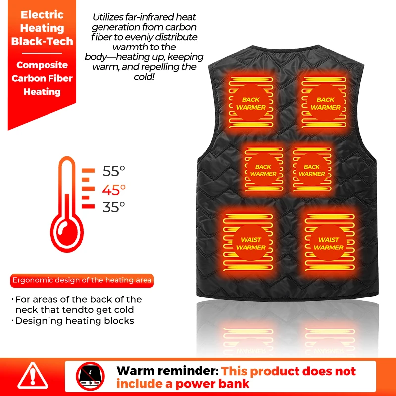 Full Body Heated Vest 11 Zones Electric Heating Jacket Mid Layer Inner Wear Winter Warm Jacket Liner For Men Women Thermal Coat